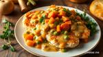 Baked Chicken Cutlets in Cream and Vegetable Sauce